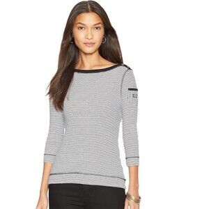 Ralph Lauren L Striped Bateau-Neck Tee Top
